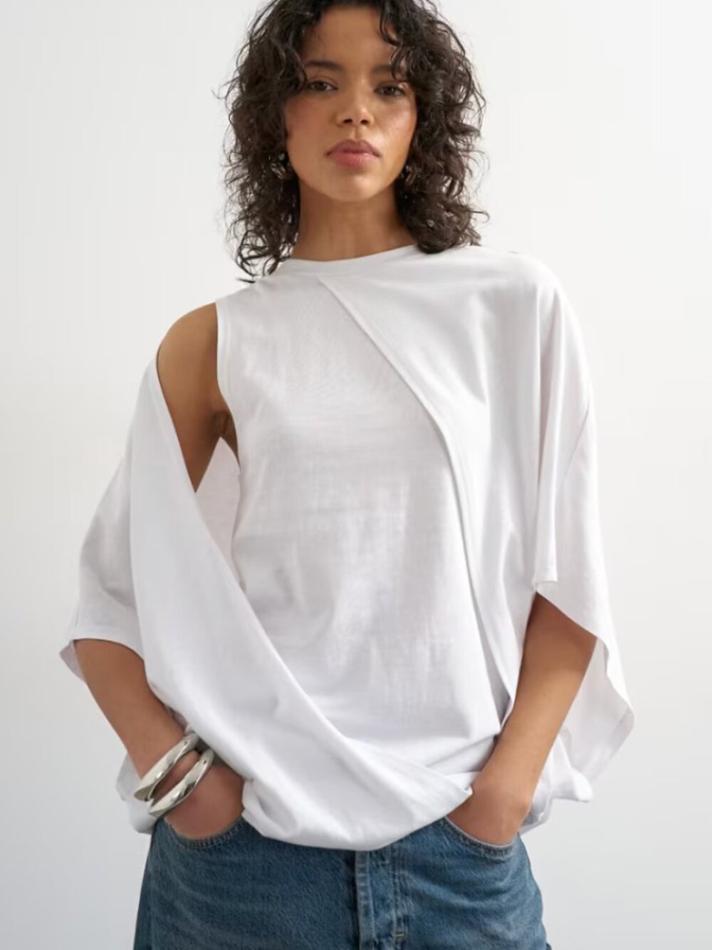 Topshop cape draped tee in white